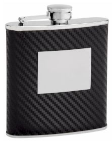 Faux Carbon Fiber Hip Flask Holding 6 oz - Pocket Size