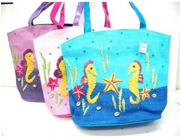 Sea Life Hand Crafted Straw Bag