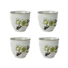 4Pcs Japanese Style Plum Flower Ceramic Teacups Small Straight Wine Cups 150ML