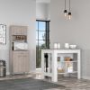Calgary 2 Piece Kitchen Set, Kitchen Island + Pantry Cabinet , White /Light Gray