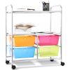 4 Multifunctional Drawers Rolling Storage Cart Rack Shelves Shelf Home Office