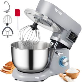 Stand Mixer, 660W Electric Dough Mixer with 6 Speeds LCD Screen Timing, Tilt-Head Food Mixer with 5.8 Qt Stainless Steel Bowl, Dough Hook, Flat Beater