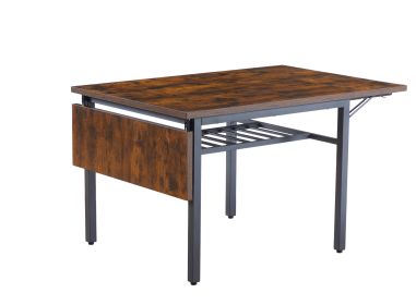 Folding Dining Table, 1.2 inches thick table top, for Dining Room, Living Room, Rustic Brown, 63.2'' L x 35.5'' W x 30.5'' H.