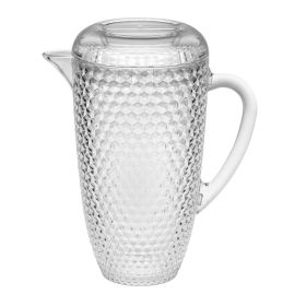 2.5 Quarts Designer Diamond Cut Clear Acrylic Pitcher with Lid, Crystal Clear Break Resistant Premium Acrylic Pitcher for All Purpose BPA Free