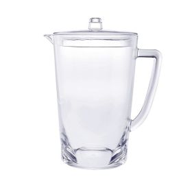 2.75 Quarts Designer Oval Halo Clear Acrylic Pitcher with Lid, Crystal Clear Break Resistant Premium Acrylic Pitcher for All Purpose BPA Free