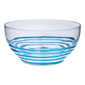 Designer Swirl Blue Acrylic Large Bowl, Break Resistant Premium Acrylic Round Serving Bowl for Party's, Snacks, or Salad Bowl, BPA Free