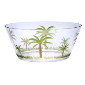 Designer Classic Palm Tree Acrylic Large Bowl, Break Resistant Premium Acrylic Round Serving Bowl for Party's, Snacks, or Salad Bowl, BPA Free