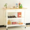 Kitchen Island & Kitchen Cart, Mobile Kitchen Island with Two Lockable Wheels, Simple Design to Display Foods and Utensil Clearly, One Big Drawer Keep