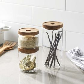 Better Homes and Gardens, Glass Food Storage Jar With Acacia Wood Lids, Glass Canister Food Storage Set, Set of 3