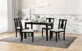 TREXM 5-Piece Kitchen Dining Table Set, Wooden Rectangular Dining Table and 4 Upholstered Chairs for Kitchen and Dining Room (Ebony Black)