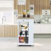 Kitchen Island & Kitchen Cart, Mobile Kitchen Island with Two Lockable Wheels, Rubber Wood Top, Black Color Design Makes It Perspective Impact During