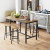 Modern 5-Piece Dining Table Set with 4 Chairs for Dining Room, Black Frame+Brown panel