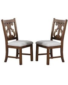 Formal Classic Crafted Design Dining Room Set of 2 Chairs Wooden Cushion Seat Distressed paint Chairs