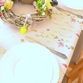 Finest Floral Coloring Rectangle Easter Tablecloth Non Iron Stain Resistant Table Cover 52x70 inch