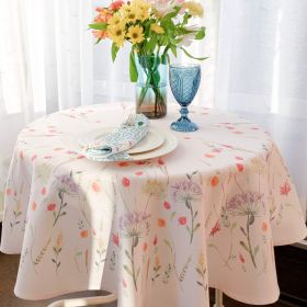 Finest Floral Coloring Round Easter Tablecloth Non Iron Stain Resistant Table Cover Diameter 52 inch