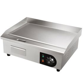 Commercial Electric Griddle, 21", 1600W Countertop Flat Top Grill, Stainless Steel Grill with Non Stick Iron Cooking Plate