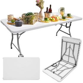 6ft Rectangular Banquet Folding Table for Indoor and Outdoor, White