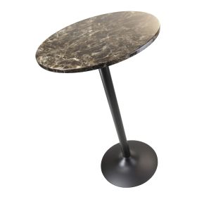 Cora Pub Table; Bar Height; Round; Faux Marble Top; Black Base