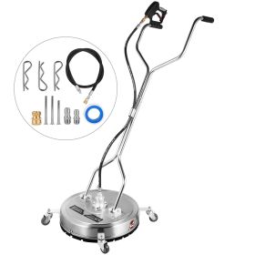 Surface Cleaner 18 inch Flat Surface Cleaner for Pressure Washer 4000psi Pressure with 3/8 Quick Connector Surface Cleaner with Casters 10.5GPM Stainl