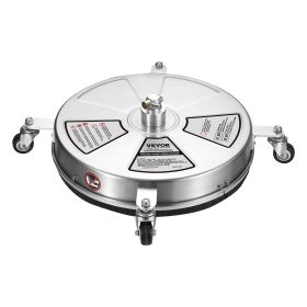18" Pressure Washer Surface Cleaner w/ Wheels, Stainless Steel Concrete Cleaner 4000 Max PSI , 1/4" Quick-Connect Connector w/ 2 Extension Wand