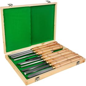 8 Piece Wood Lathe Chisel Set, HSS Steel Wood Carving & Cutting Tools for Hardwood, Includes Bonus Chisel & Wooden Storage Case