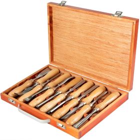 12-Piece Wood Lathe Chisel Set, 3.75" Blade, Woodworking & Carving Tools with Wooden Case for Furniture & Root Crafting