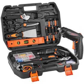 Tool Kit, 96 Piece General Household Hand Tool Set, with Cordless Screwdriver and Portable Tool Storage Case, High-Quality Steel, for Home Maintenance