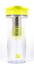 Portable Travel Tea Tumbler - Double Walled w/ Removable Steel Infuser, Clear-Green 14 Fluid Ounces by Pride Of India 14 oz