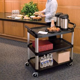 SOGA 3-Tier Compact Food Cart Trolley with Wheels â€“ Black Portable Kitchen and Utility Cart for Food Serving, Storage, and Organization in Home