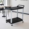 SOGA 2-Tier Tall Kitchen Utility Cart with Wheels â€“ Black Portable Kitchen Trolley for Dining, Storage, and Serving