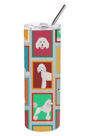 Lots of White Standard Poodle Stainless Steel Skinny Tumbler Vacuum Double Walled Reusable Insulated Tumbler Travel Cup for Coffee Cocktails Gift with
