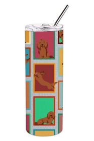 Lots of Longhaired Red Dachshund Stainless Steel Skinny Tumbler Vacuum Double Walled Reusable Insulated Tumbler Travel Cup for Coffee Cocktails Gift w