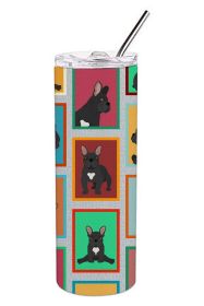 Lots of Black French Bulldog Stainless Steel Skinny Tumbler Vacuum Double Walled Reusable Insulated Tumbler Travel Cup for Coffee Cocktails Gift with