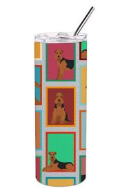 Lots of Airedale Terrier Stainless Steel Skinny Tumbler Vacuum Double Walled Reusable Insulated Tumbler Travel Cup for Coffee Cocktails Gift with Lid
