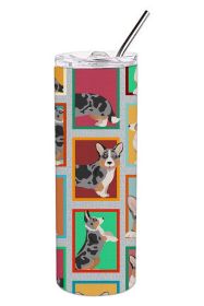 Lots of Blue Merle Welsh Cardigan Corgi Stainless Steel Skinny Tumbler Vacuum Double Walled Reusable Insulated Tumbler Travel Cup for Coffee Cocktails