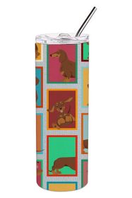 Lots of Chocolate and Tan Dachshund Stainless Steel Skinny Tumbler Vacuum Double Walled Reusable Insulated Tumbler Travel Cup for Coffee Cocktails Gif