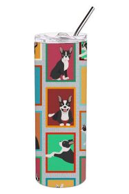 Lots of Boston Terrier Stainless Steel Skinny Tumbler Vacuum Double Walled Reusable Insulated Tumbler Travel Cup for Coffee Cocktails Gift with Lid
