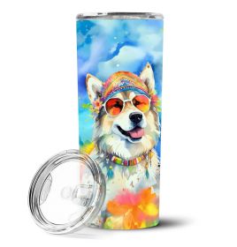 Alaskan Malamute Hippie Dawg Stainless Steel Skinny Tumbler Vacuum Double Walled Reusable Insulated Tumbler Travel Cup for Coffee Cocktails Gift with