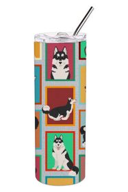 Lots of Siberian Husky Stainless Steel Skinny Tumbler Vacuum Double Walled Reusable Insulated Tumbler Travel Cup for Coffee Cocktails Gift with Lid