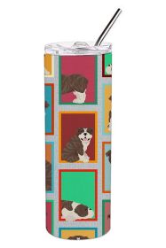 Lots of Brindle English Bulldog Stainless Steel Skinny Tumbler Vacuum Double Walled Reusable Insulated Tumbler Travel Cup for Coffee Cocktails Gift wi
