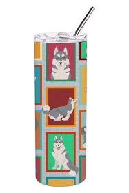 Lots of Grey Siberian Husky Stainless Steel Skinny Tumbler Vacuum Double Walled Reusable Insulated Tumbler Travel Cup for Coffee Cocktails Gift with L