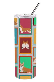 Lots of Red and White Pembroke Corgi Stainless Steel Skinny Tumbler Vacuum Double Walled Reusable Insulated Tumbler Travel Cup for Coffee Cocktails Gi
