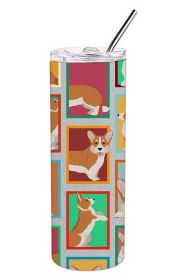 Lots of Red Cardigan Corgi Stainless Steel Skinny Tumbler Vacuum Double Walled Reusable Insulated Tumbler Travel Cup for Coffee Cocktails Gift with Li