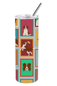 Lots of Red Border Collie Stainless Steel Skinny Tumbler Vacuum Double Walled Reusable Insulated Tumbler Travel Cup for Coffee Cocktails Gift with Lid