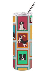 Lots of Border Collie Stainless Steel Skinny Tumbler Vacuum Double Walled Reusable Insulated Tumbler Travel Cup for Coffee Cocktails Gift with Lid