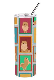 Lots of Orange Pomeranian Stainless Steel Skinny Tumbler Vacuum Double Walled Reusable Insulated Tumbler Travel Cup for Coffee Cocktails Gift with Lid