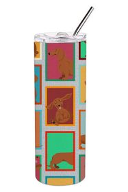 Lots of Red Dachshund Stainless Steel Skinny Tumbler Vacuum Double Walled Reusable Insulated Tumbler Travel Cup for Coffee Cocktails Gift with Lid