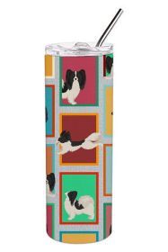Lots of Black and Whtie Papillon Stainless Steel Skinny Tumbler Vacuum Double Walled Reusable Insulated Tumbler Travel Cup for Coffee Cocktails Gift w
