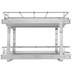 2 Tier 17"Wx21"Dx15"H Pull Out Cabinet Organizer, Heavy Duty Slide Out Pantry Shelves, Steel Roll Out Drawers, Sliding Drawer Storage for Home