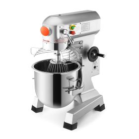 Commercial Food Mixer 10Qt 450W 3 Speeds Adjustable 110/178/390 RPM Heavy Duty 110V with Stainless Steel Bowl Dough Hooks Whisk Beater Premium for Sch